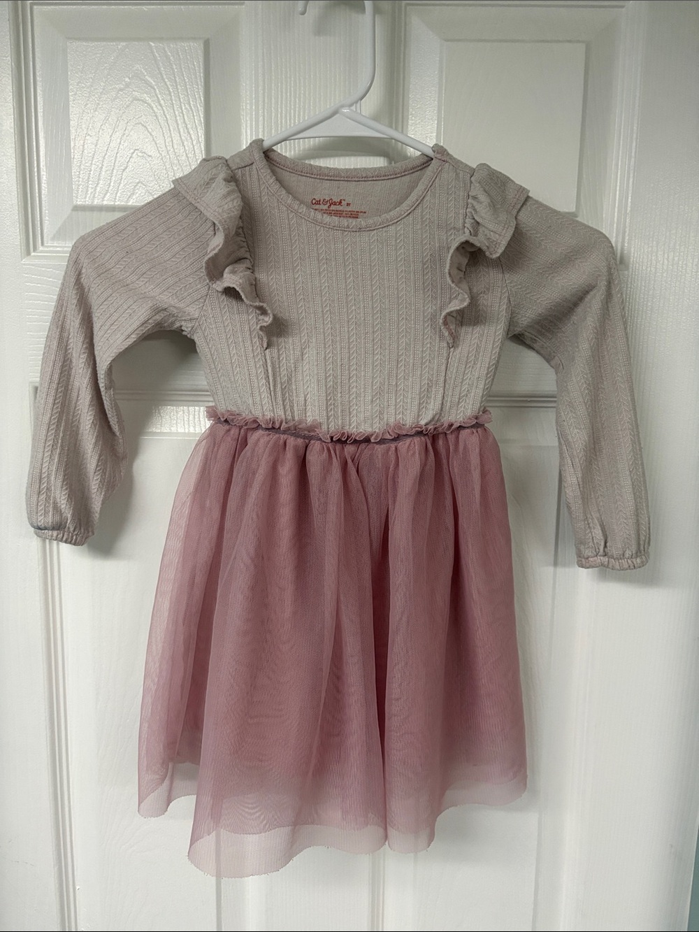 Cat & Jack Girls Dusty Pink Tulle Skirt Knit Dress size 3T